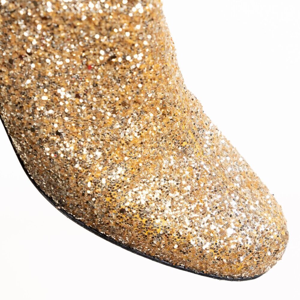 Saint Laurent Babies Gold Glitter Block Heel Ankle Boot EU 36 Authentic COA - Picture 9 of 16